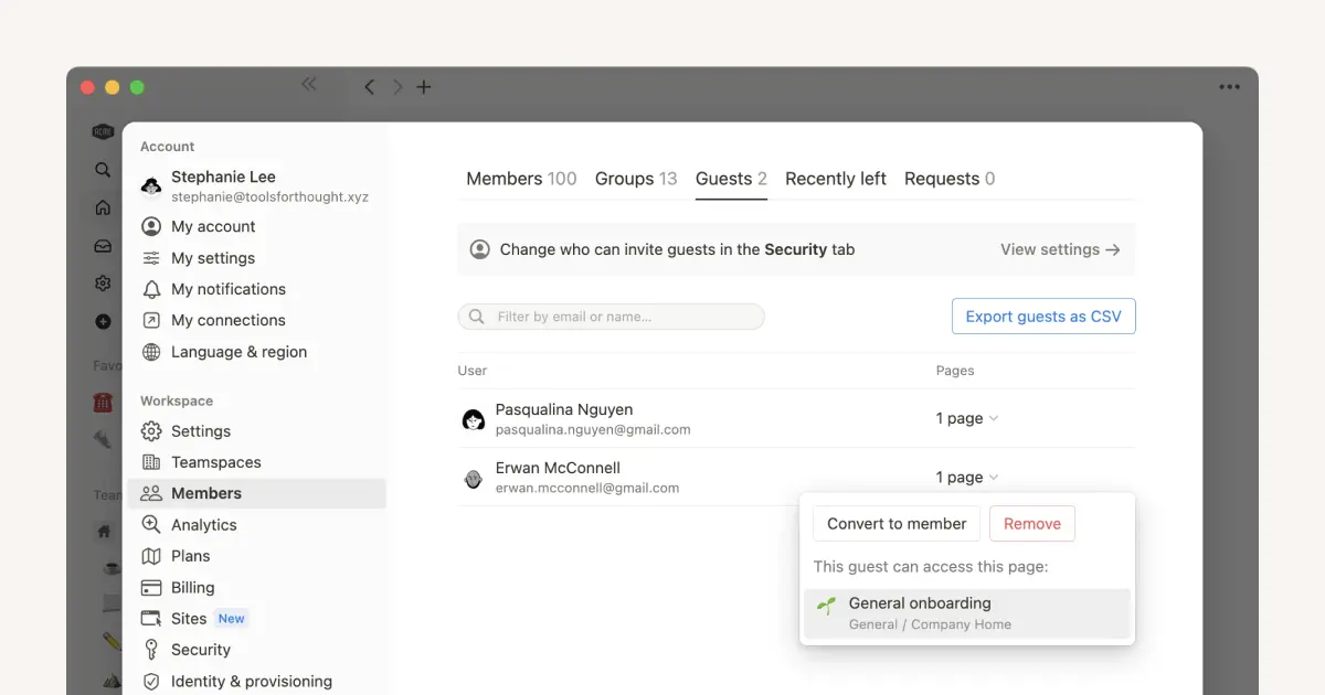 Quem deve ser membro do espaço de trabalho e quem deve ser convidado?