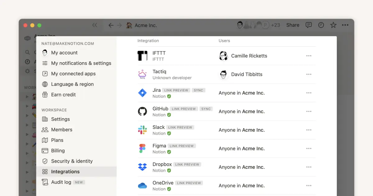 Como o Notion se encaixa no ecossistema de ferramentas de sua empresa?