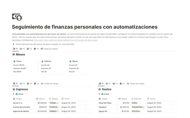 Registro de finanzas personales (con automatizaciones)