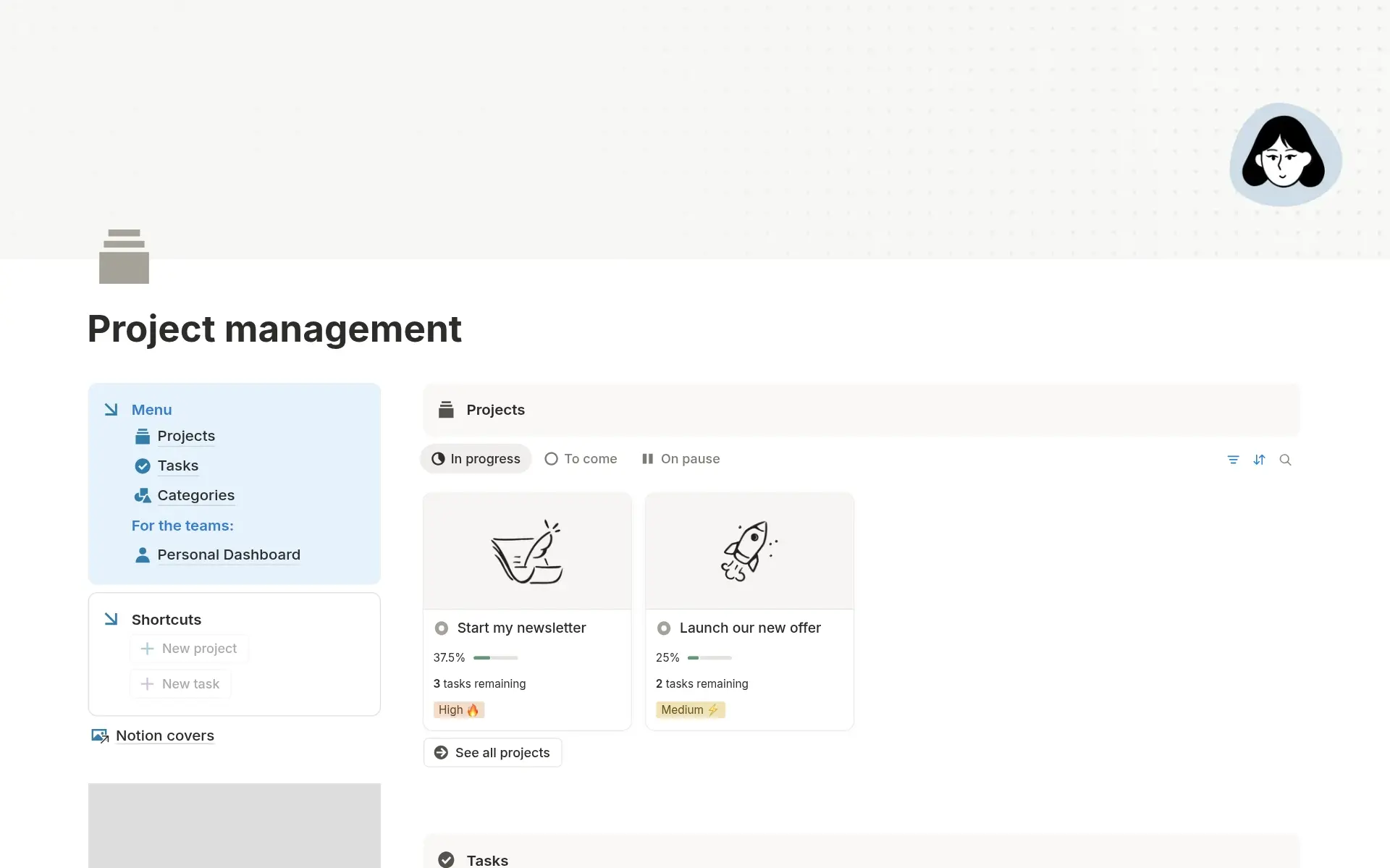 Screenshot der Build your business in Notion-Sammlung von Notion