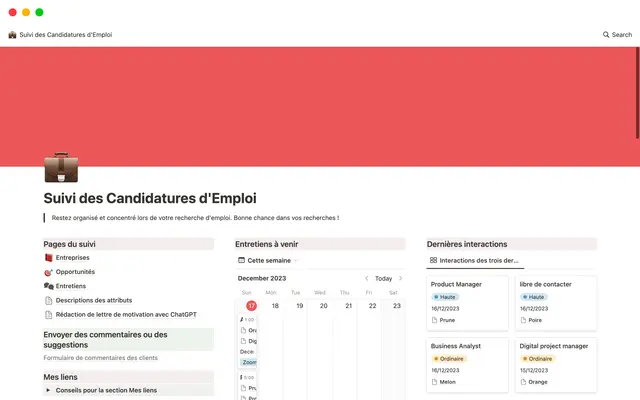 Suivi des Candidatures d'Emploi
