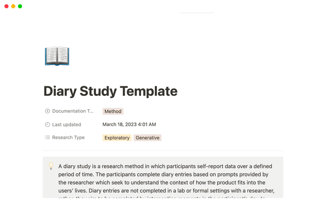Diary Study Template