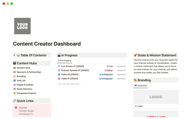 The Content Creator Dashboard