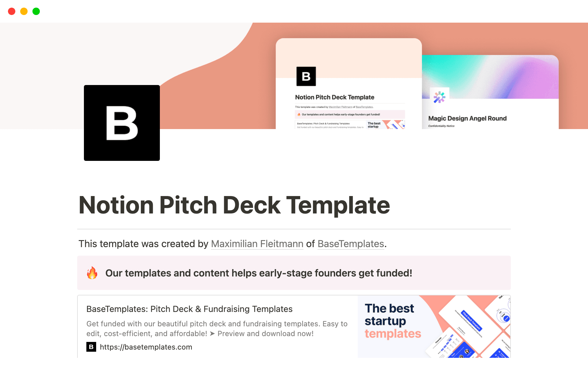 Uma prévia do modelo para Pitch Deck Template