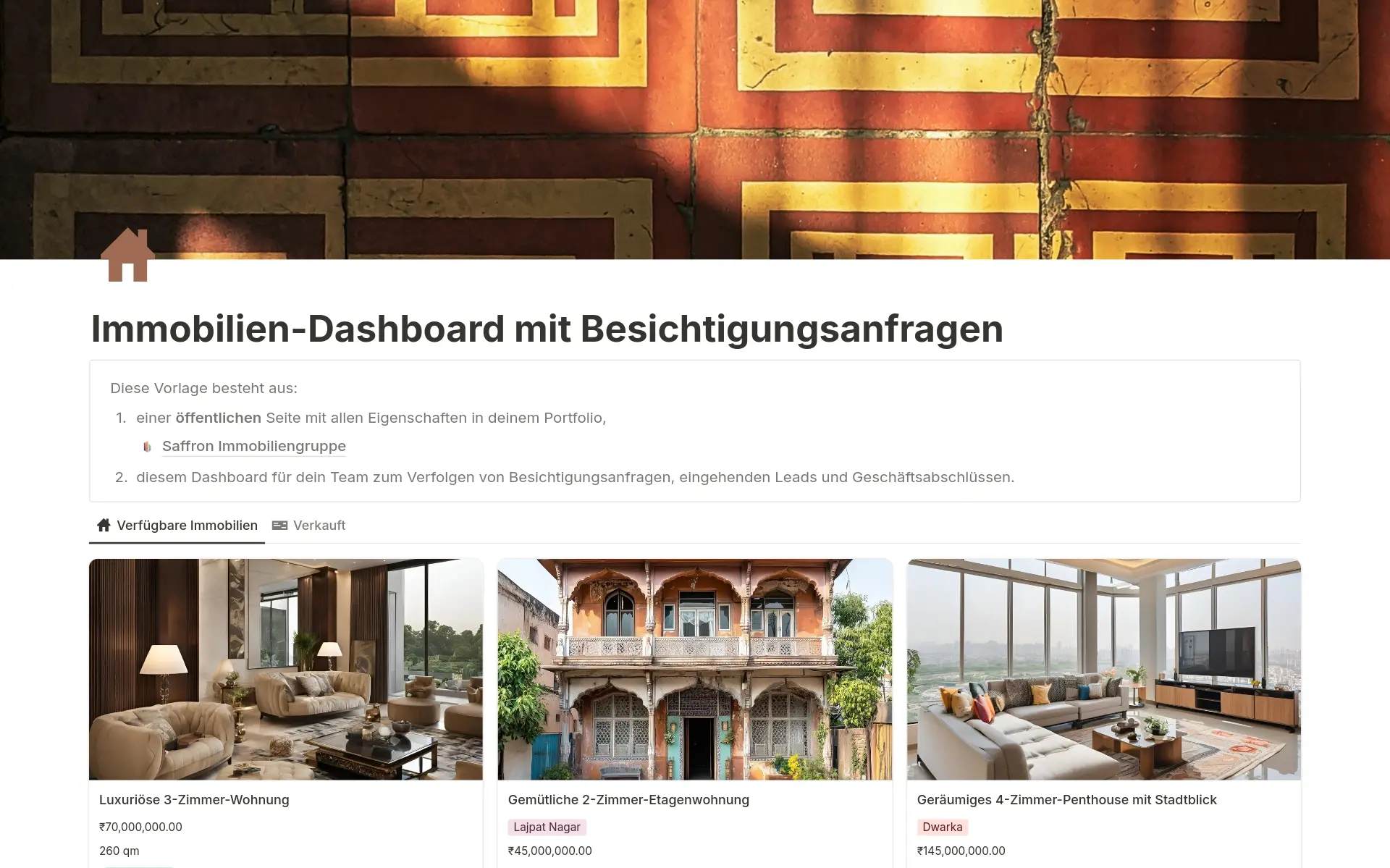 Screenshot der Put it on the map-Sammlung von Notion