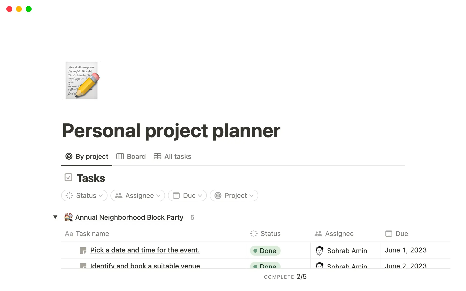 Screenshot of Top 10 Free Personal Planner Templates collection by Notion
