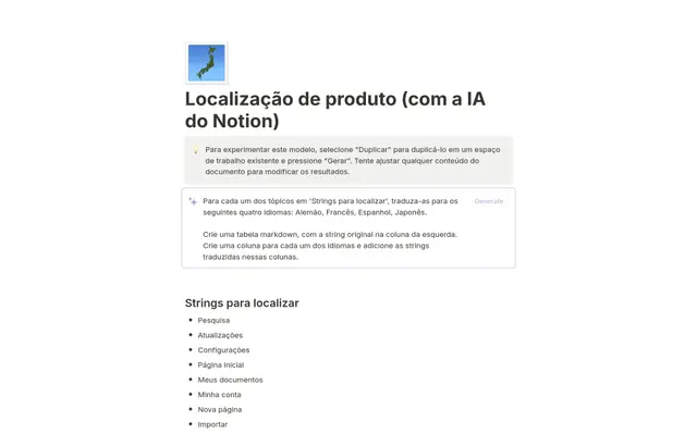Localização de produto (com a IA do Notion)