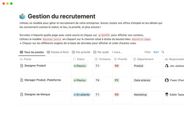 Suivi du recrutement